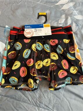 NWTS wonder nation Boys Black Boxer Briefs w/Donut Print - 3 Pack Sz L 10-12